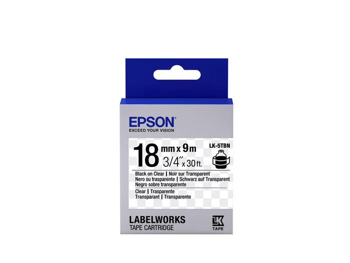 Lent kartric Epson Label Cartridge Transparent LK-5TBN Black/Transparent 18mm (9m) C53S655008 — Printerləri, Bakı