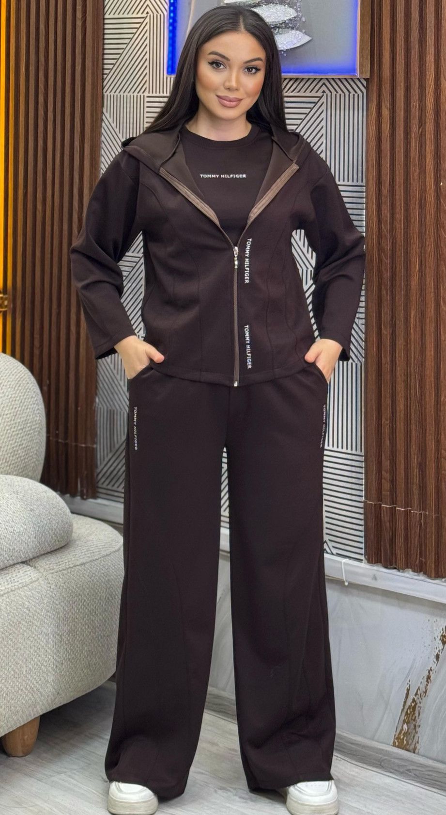Qadın idman kostyumu No brand, Qəhvəyi, Trikotaj, Pambıq, One size, Payız-Qış — Mallar, Bakı