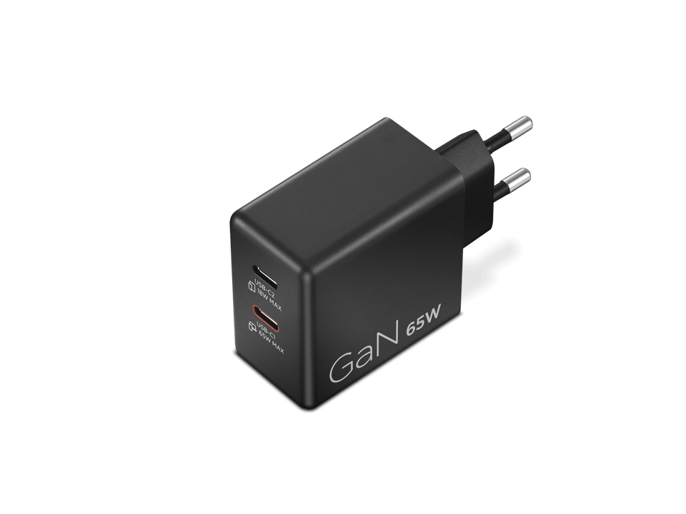 Lenovo Dual Usb-c 65W GaN Charger Black - EU Adapter 40AW065BEU — Şarj cihazları, Bakı (2)