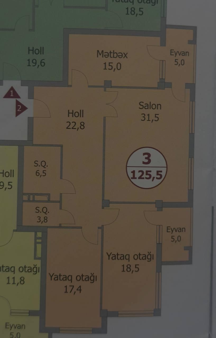 3 otaqlı mənzil, 125 m², Faiq Yusifov küç., 115 (Bina 5) (Araz 2011 A) — Mənzil, Bakı (3)