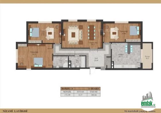 Satılır 5 otaqlı 186 m² yeni tikili Nizami r — Mənzil (5)