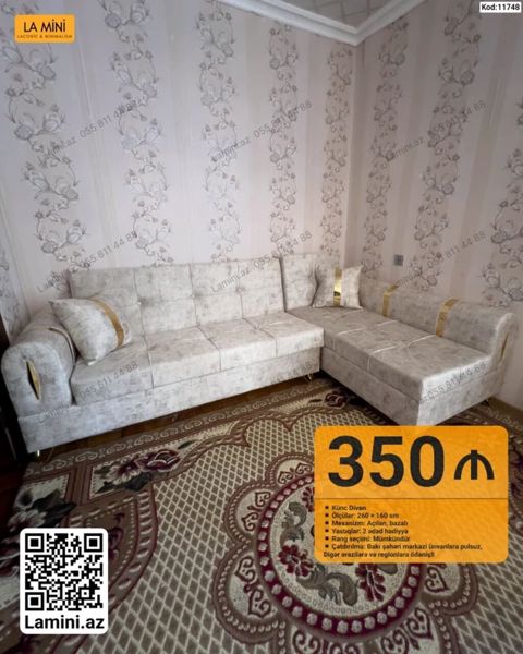 Künc divan – rahat və funksional dizayn - Ölçülər: 260 160 sm — Bakı