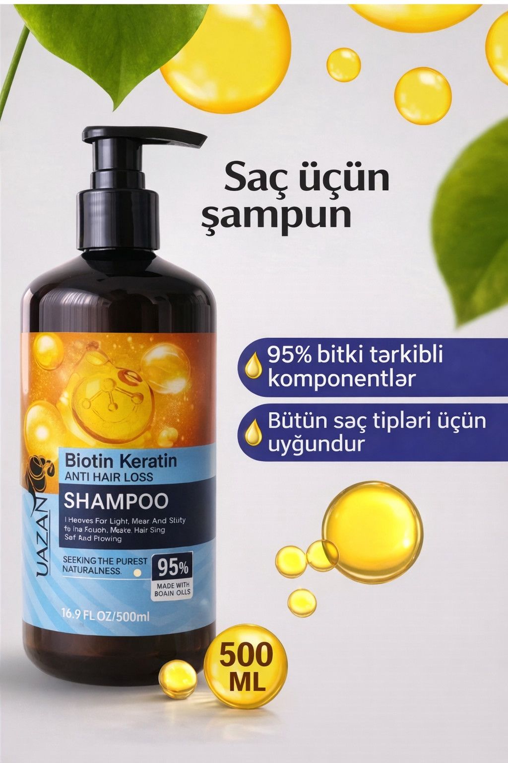 Saçlar üçün şampun Biotin Keratin 500 ml — Mallar, Bakı (3)