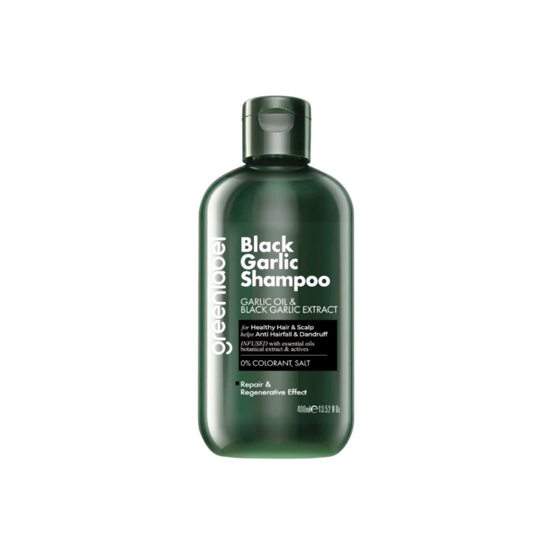 Saçlar üçün şampun Greenlabel Black Garlic 2-in-1, təmizləyici və möhkəmləndirici, 400 ml — Mallar, Bakı