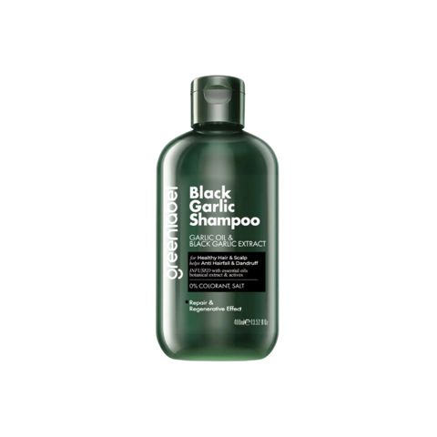 Saçlar üçün şampun Greenlabel Black Garlic 2-in-1, təmizləyici və möhkəmləndirici, 400 ml — Bakı