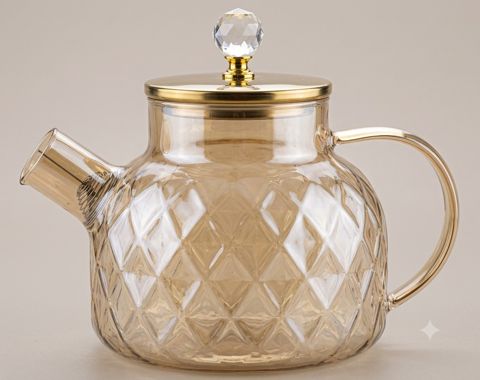 Dəmləmə çaydanı, şəffaf/qızılı, şüşə, 1000 ml — Bakı