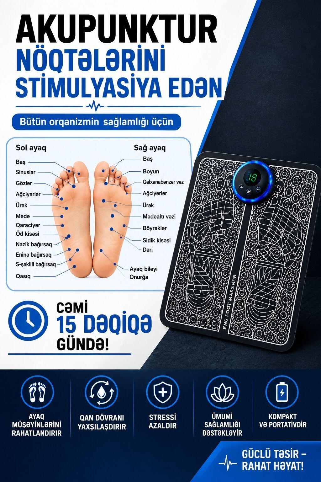 Ayaqlar Üçün EMS Masaj Cihazı — Cəmi 18 AZN Yorğun ayaqlar üçün — Masaj aparatları, Gəncə (3)