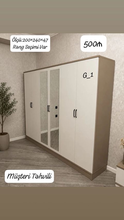 G_1 modeli geyim dolabı - Ölçü: 200 240 47 sm - Rəng seçimi var — Dolab Taxt Çarpayı Mebel Fabriki ✨Əfsanə.x — Шкафы