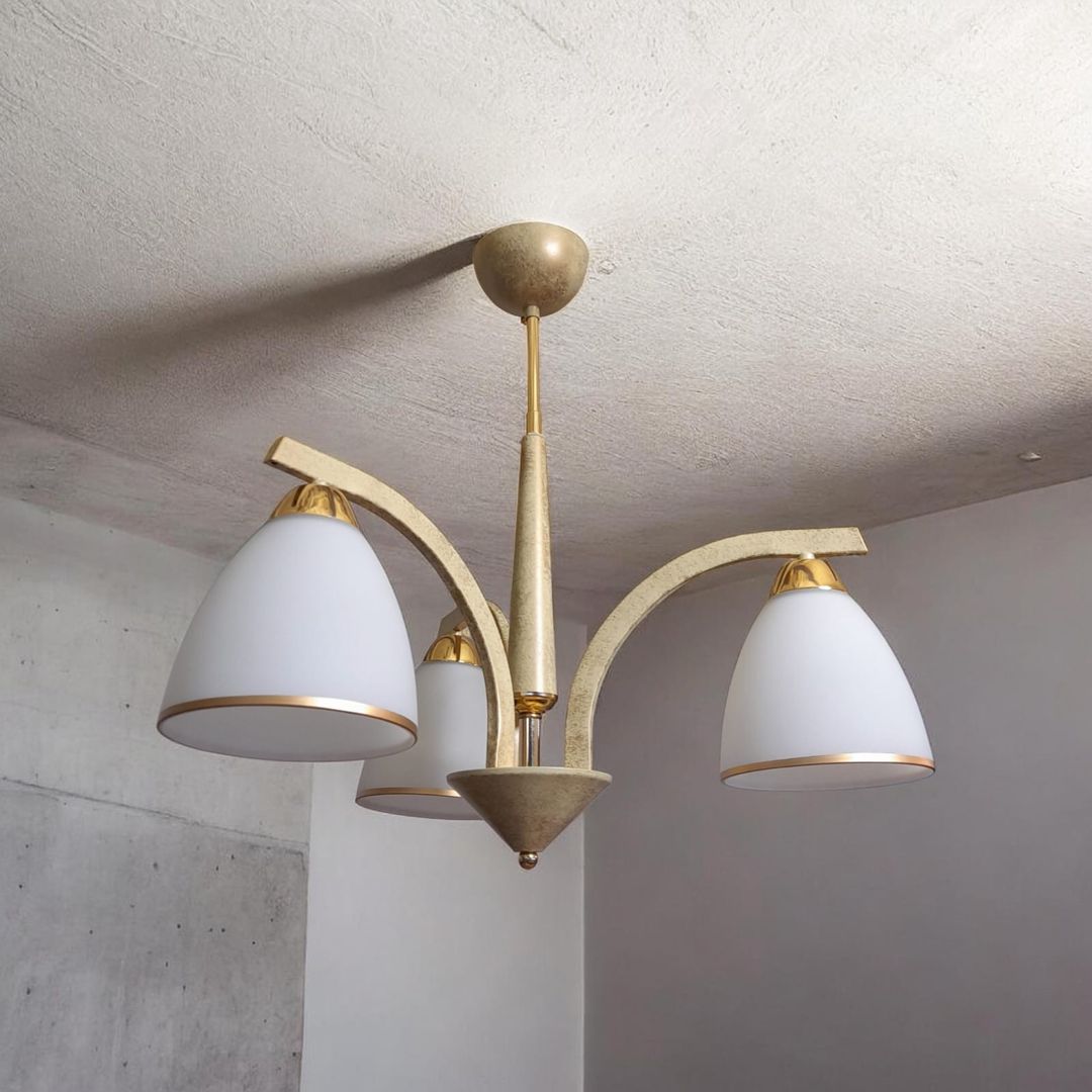 Asma çılçıraq, metal/keramika, ağ/krem, 220 Vt — Mallar, Bakı (3)