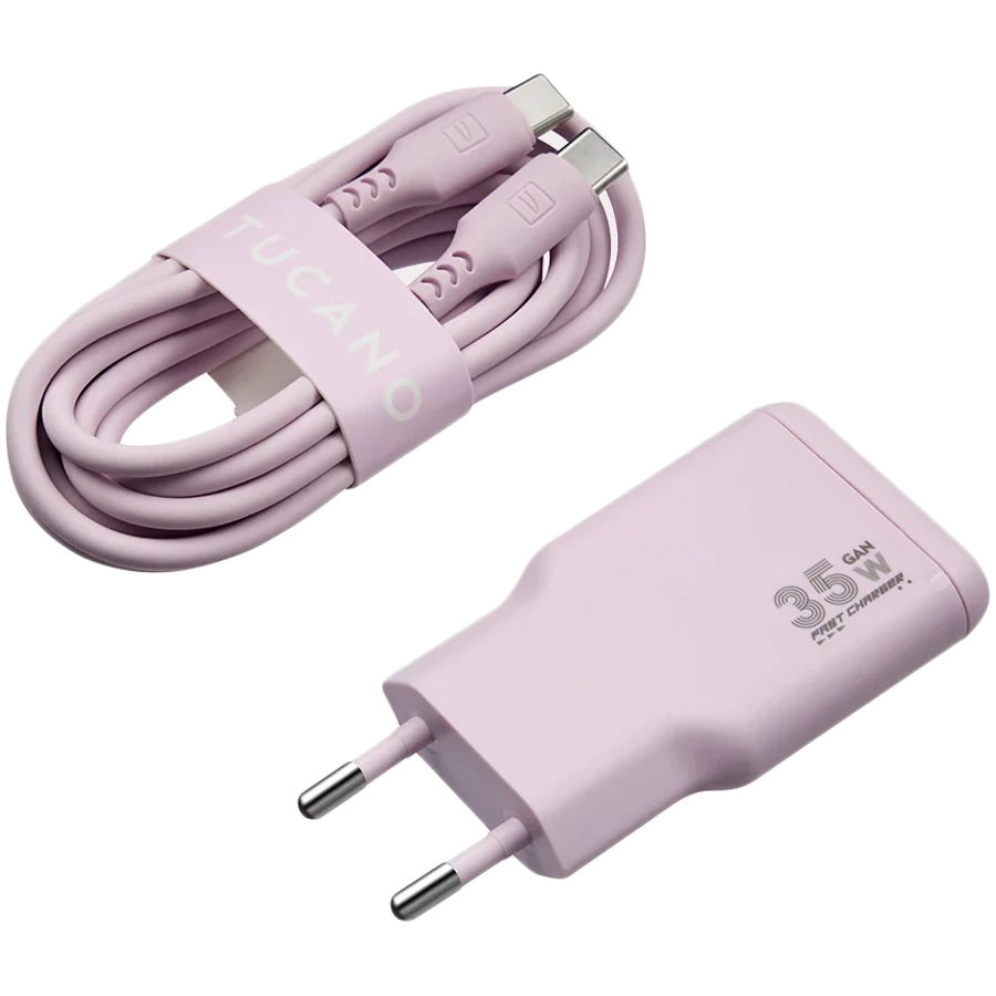 Qidalanma adapteri Tucano One Power Kit 35 Vt GaN Usb‑c + Cable, Çəhrayı — Smartfon aksesuarları, Bakı (3)