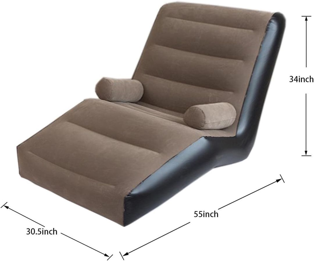 Şişmə kreslo Alliance Company, PVC/floklu parça, qəhvəyi, 140x85x80 sm — Mallar, Bakı (2)