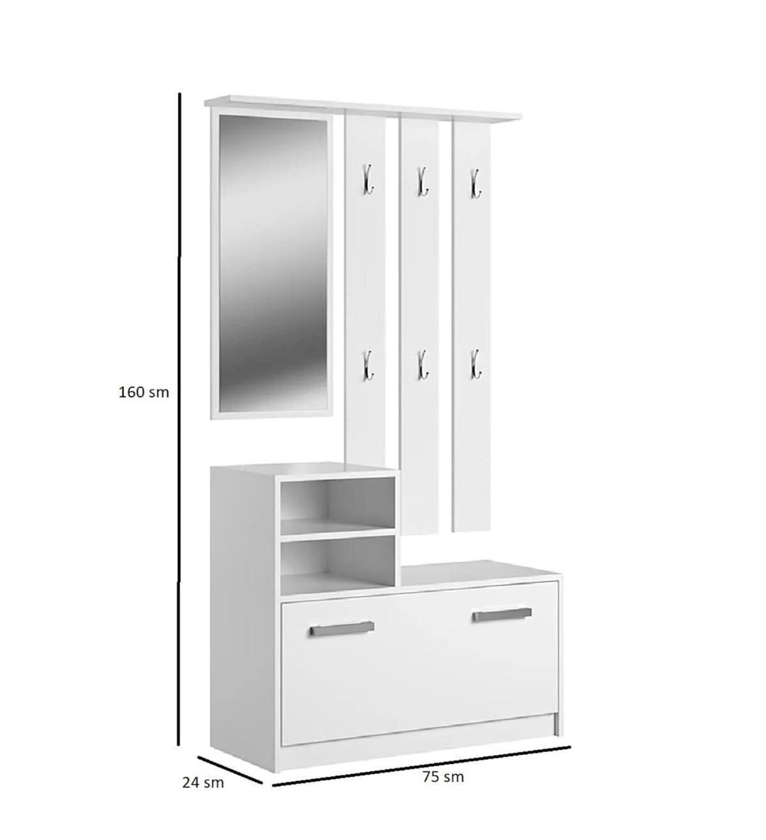 Tumbalı asılqan 13900120, Ldsp, ağ, 160x24x75 sm — Mallar, Bakı (2)