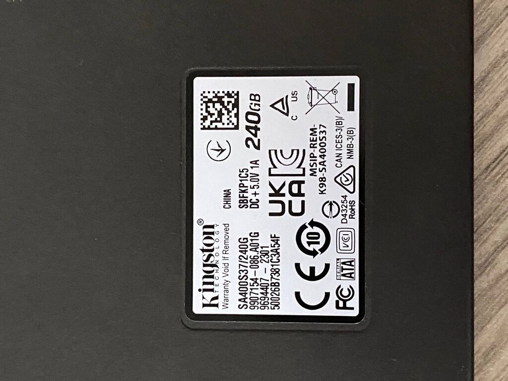 Daxili SSD disk Kingston, 240 GB, 2.5", İşlənmiş — Sabit diskləri, Bakı (4)