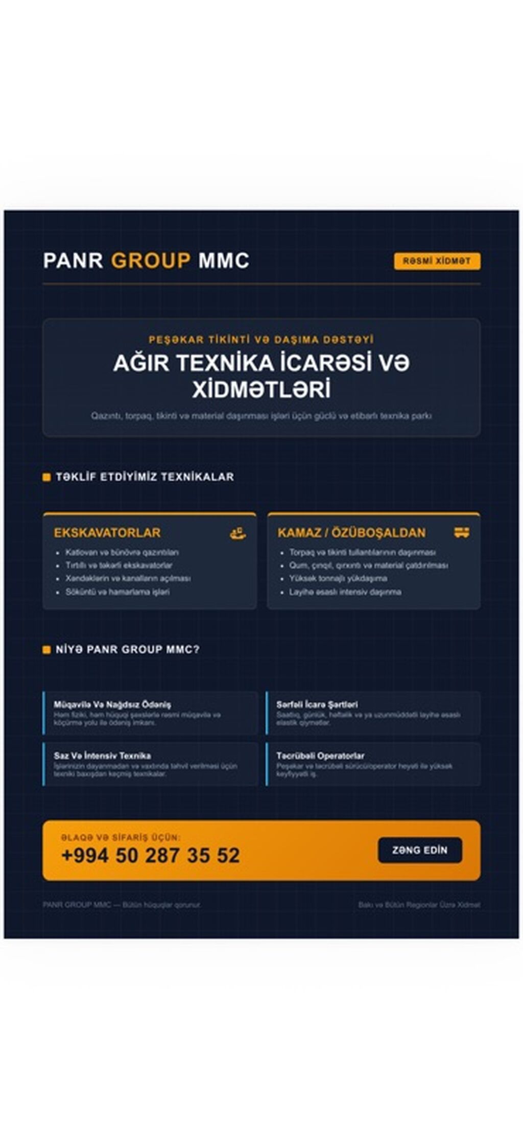 Ağır texnika icarəsi və xidmətləri – Panr Group MMC Tətbiq sahələri — Xüsusi texnika icarəsi, Xankəndi (2)
