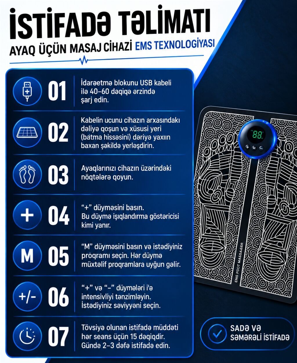Ayaqlar Üçün EMS Masaj Cihazı — Cəmi 18 AZN Yorğun ayaqlar üçün — Masaj aparatları, Gəncə (2)