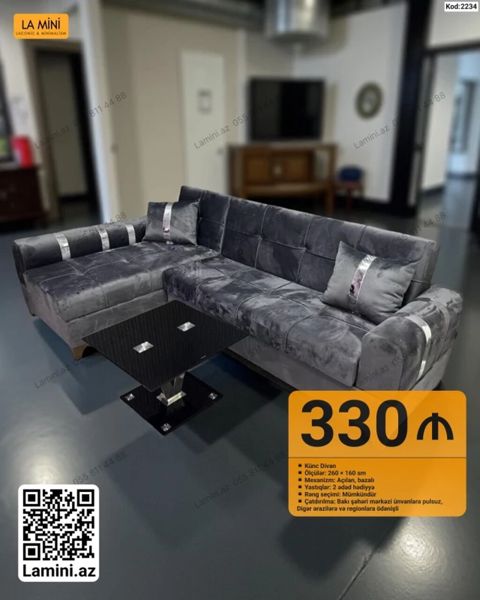 Künc divan – LA Mını (Kod: 2234) - Ölçülər: 260 160 sm - Mexanizm — Bakı