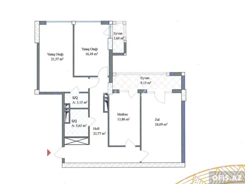 Yeni tikili Satılır Nərimanov r., Gənclik m., 3 otaq, 121.5 m² — Mənzil, Bakı (6)