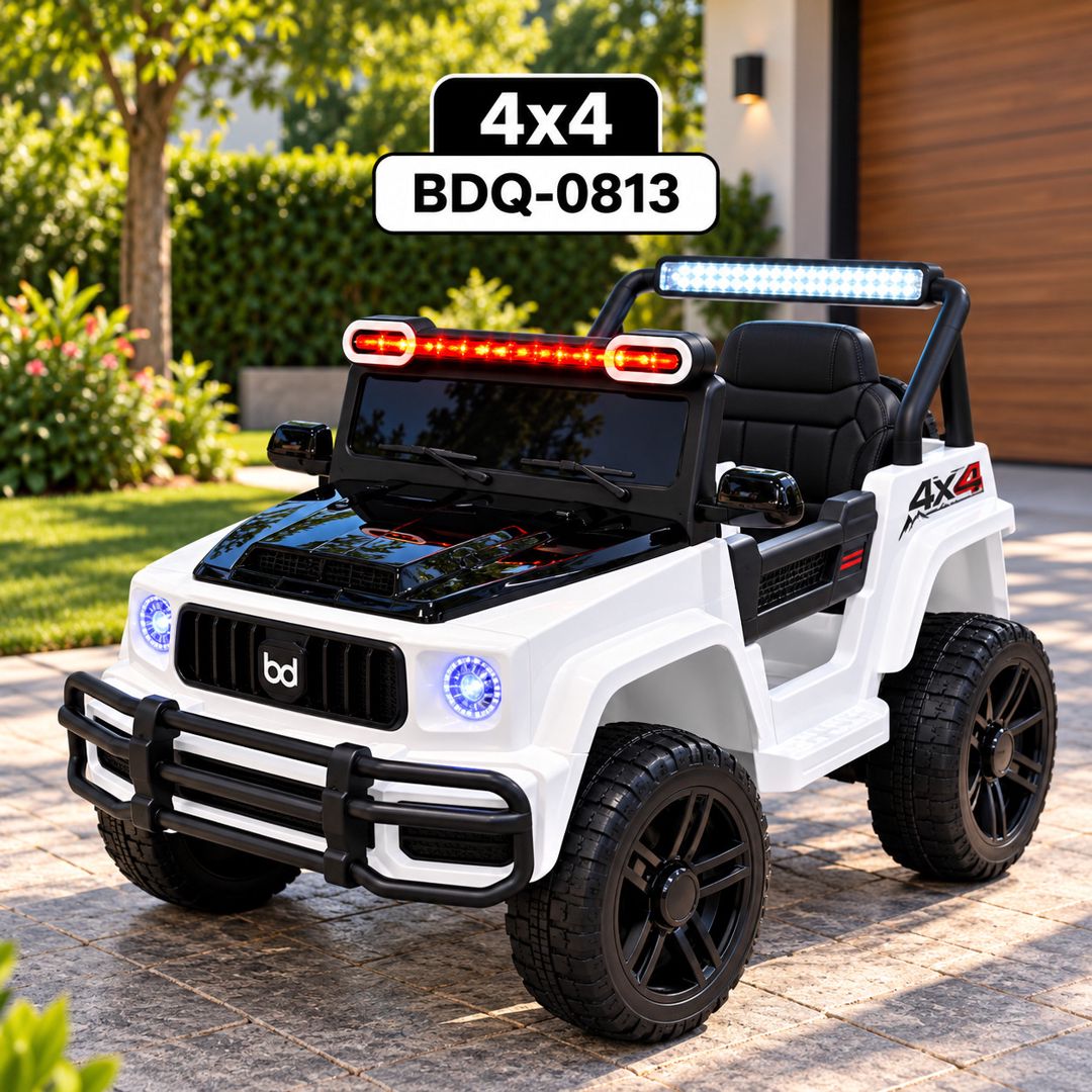 Uşaq elektrik avtomobili BDQ-0813, 10 yaşa qədər, 1 yer, 15 km/s, ağ — Mallar, Bakı (3)