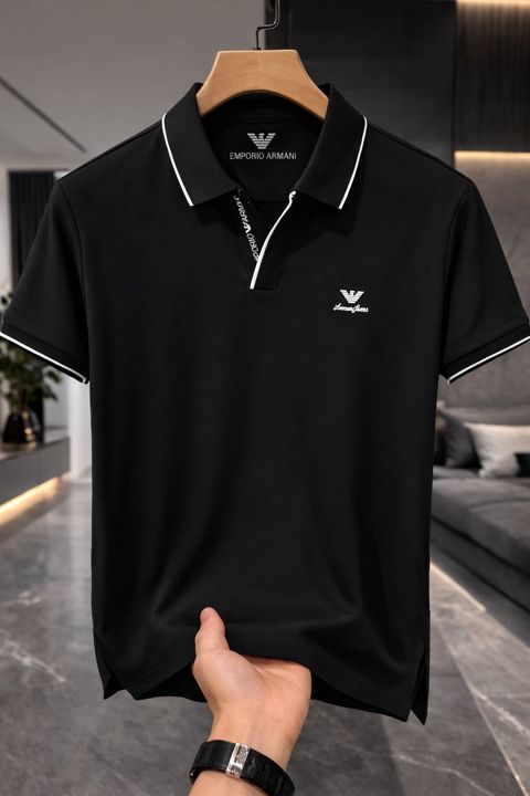 Polo kişilər üçün VC_2069702, qara pambiq, ölçü XL — Bakı