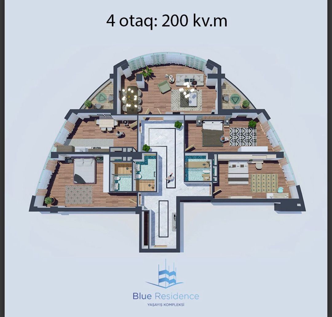Satılır 4 otaqlı yeni tikili 200 m² — Mənzil, Bakı (2)