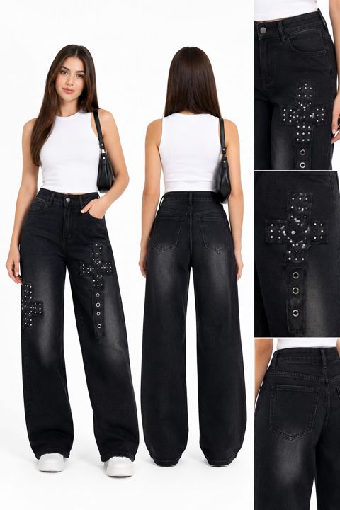 Baggy cins 2891197, qara, poliester, ölçü 28 — Bakı