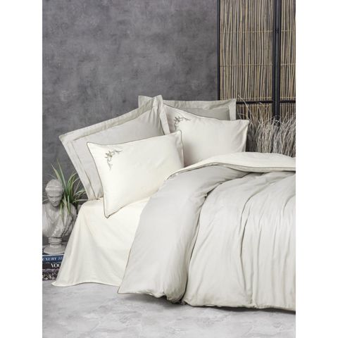 Yataq dəsti Cotton Box Elite, yorğan üzü 200x220 sm, mələfə 260x280 sm, yastıq üzü 50x70 sm (2 əd), pambıq/satin, ikinəfərlik, bej — Bakı