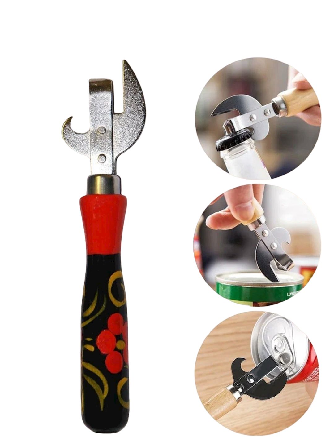 Konserv bıçağı və açan Bottle Opener, polad/taxta, qırmızı/qara — Mallar, Bakı (3)