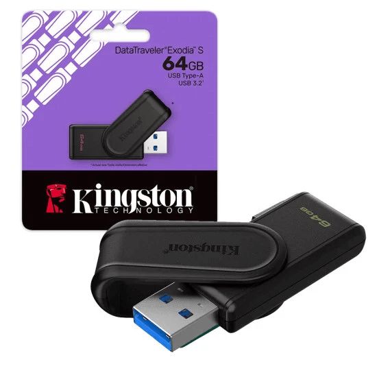 Flash kart Kingston 64GB Portable USB 3.2 Gen 1 DataTraveler Exodia S (Black/Black) DTXS/64GB — Kompüterlər və noutbuklar, Bakı (2)