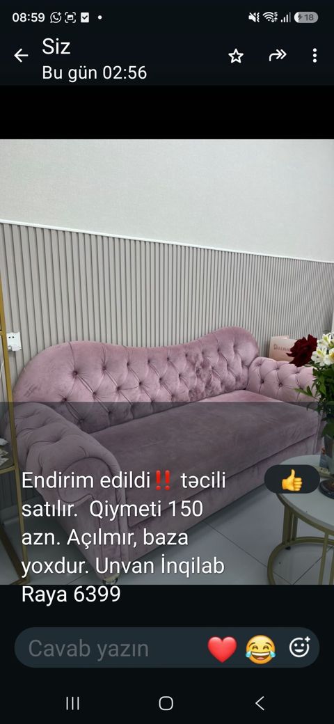 Xüsusi dizaynlı yumşaq divan - Rəng: pudra/çəhrayı - Material — Sumqayıt