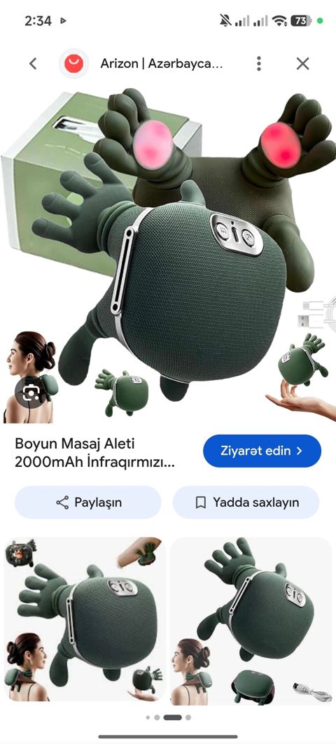 Boyun masaj aparatı – 2000 mAh akkumulyatorlu, infraqırmızı isitməli — Digah