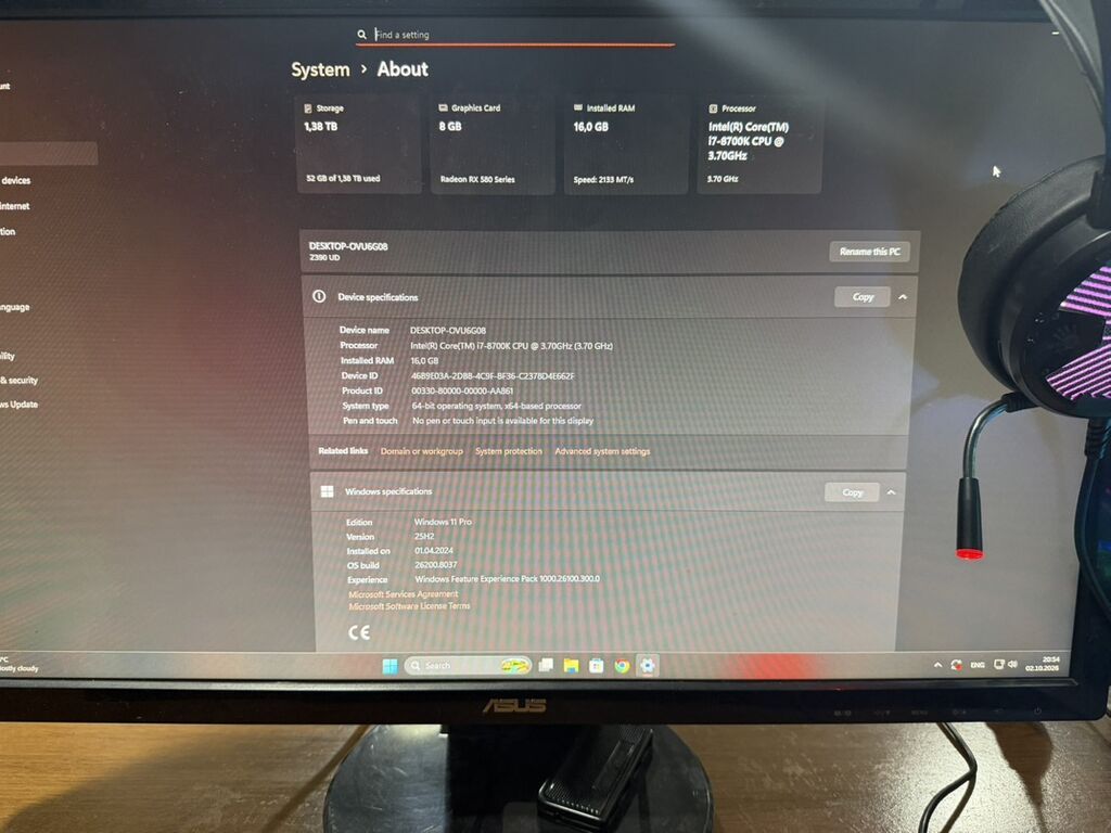 Sistem Xüsusiyyətləri Prosessor: Intel Core i7-8700K 3.70GHz — Korpuslər, Bakı (5)