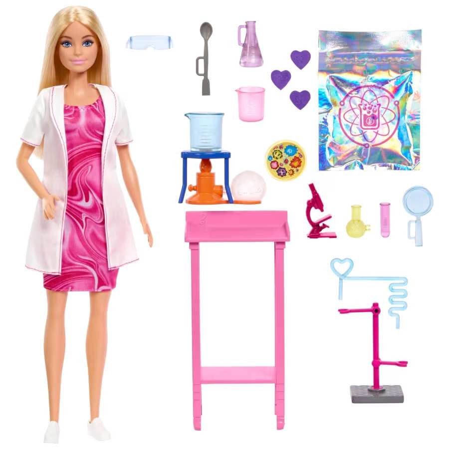 Kukla Barbie Kimyaçı, laboratoriya masası və avadanlıqları, mikroskop, kolba və məhlul qabları daxildir, təhsil yönümlü və əyləncəli, 3+ yaş üçün - ON-027 — Mallar, Bakı