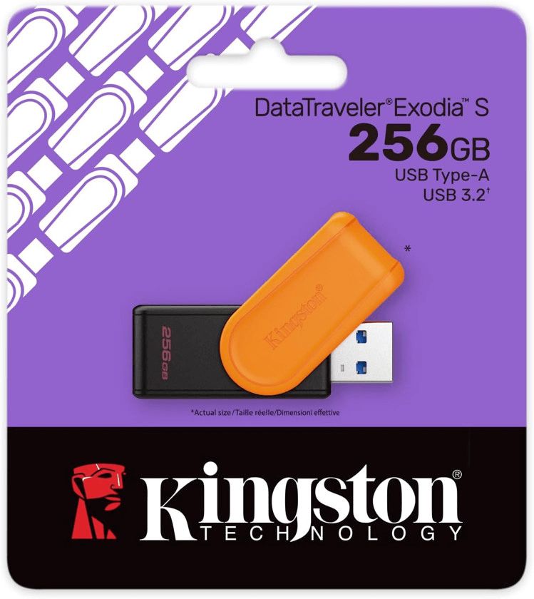 Flash kart Kingston 256GB Portable USB 3.2 Gen 1 DataTraveler Exodia S (Black/Orange) DTXS/256GB — Kompüterlər və noutbuklar, Bakı (2)
