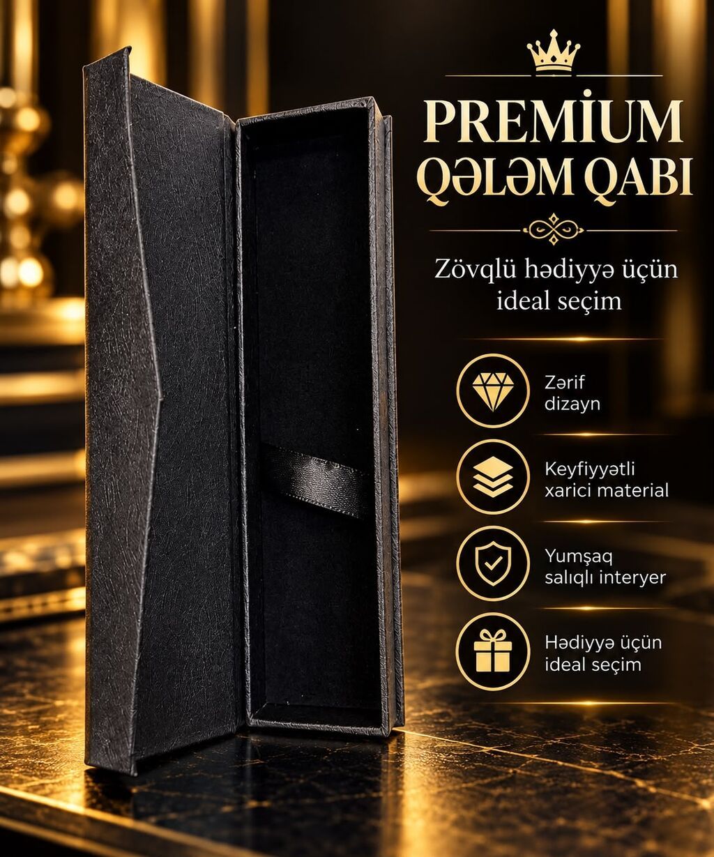 Premium Qələm Qabı - Zərif və təmtəraqlı dizayn: Qızılı dekor — Ofis malları, Bakı (4)