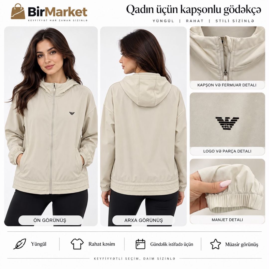 Qadın idman gödəkçəsi, bej, elastan/poliester/spandeks, ölçü 3XL — Mallar, Bakı