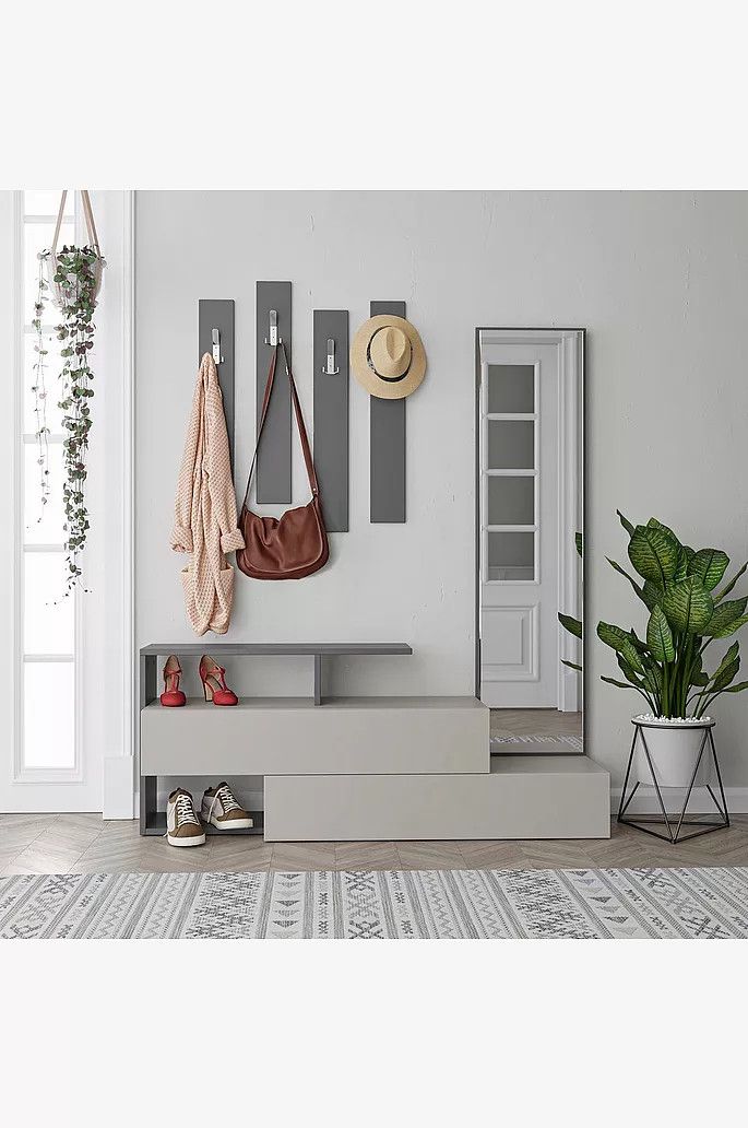 Rəfli asılqan Elegant Wood ZARR404, laminat, boz, 137x154x35 sm — Mallar, Bakı