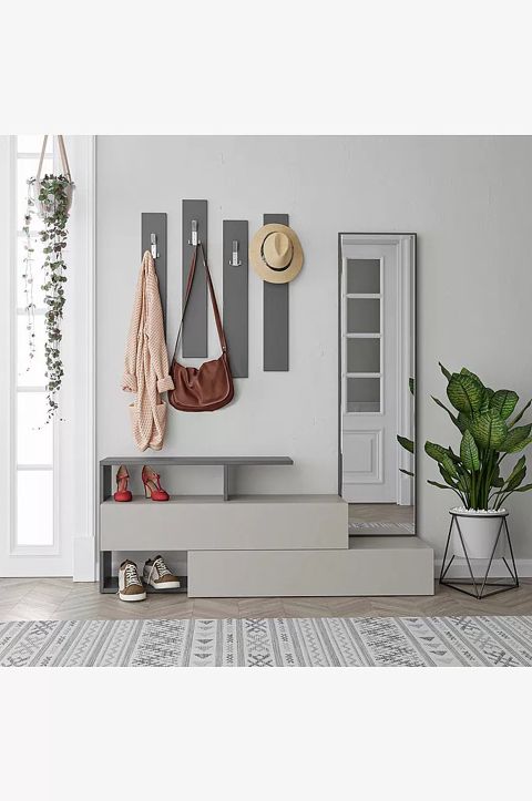 Rəfli asılqan Elegant Wood ZARR404, laminat, boz, 137x154x35 sm — Bakı