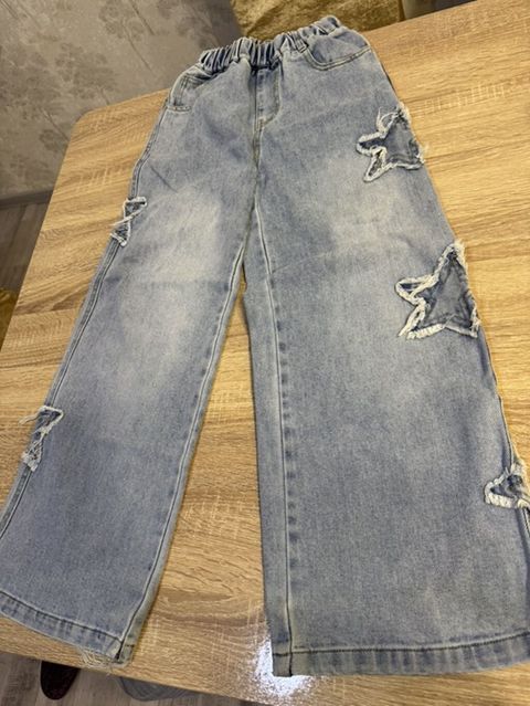 Uşaq üçün geniş kəsimli cins şalvar - Rəng: açıq mavi yuyulmuş denim — Masazır
