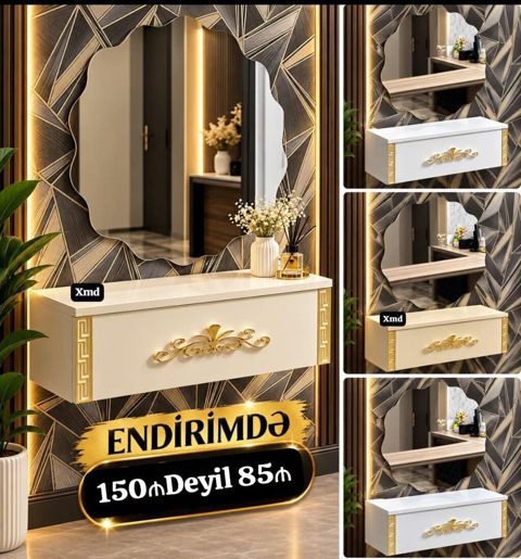 Divar asılqan konsol/raflı komod – güzgü altı üçün dekorativ divar — Bakı