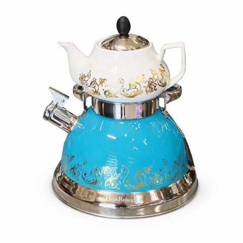 Çaydan dəsti paslanmayan polad-keramika, 3 l, mavi — Bakı