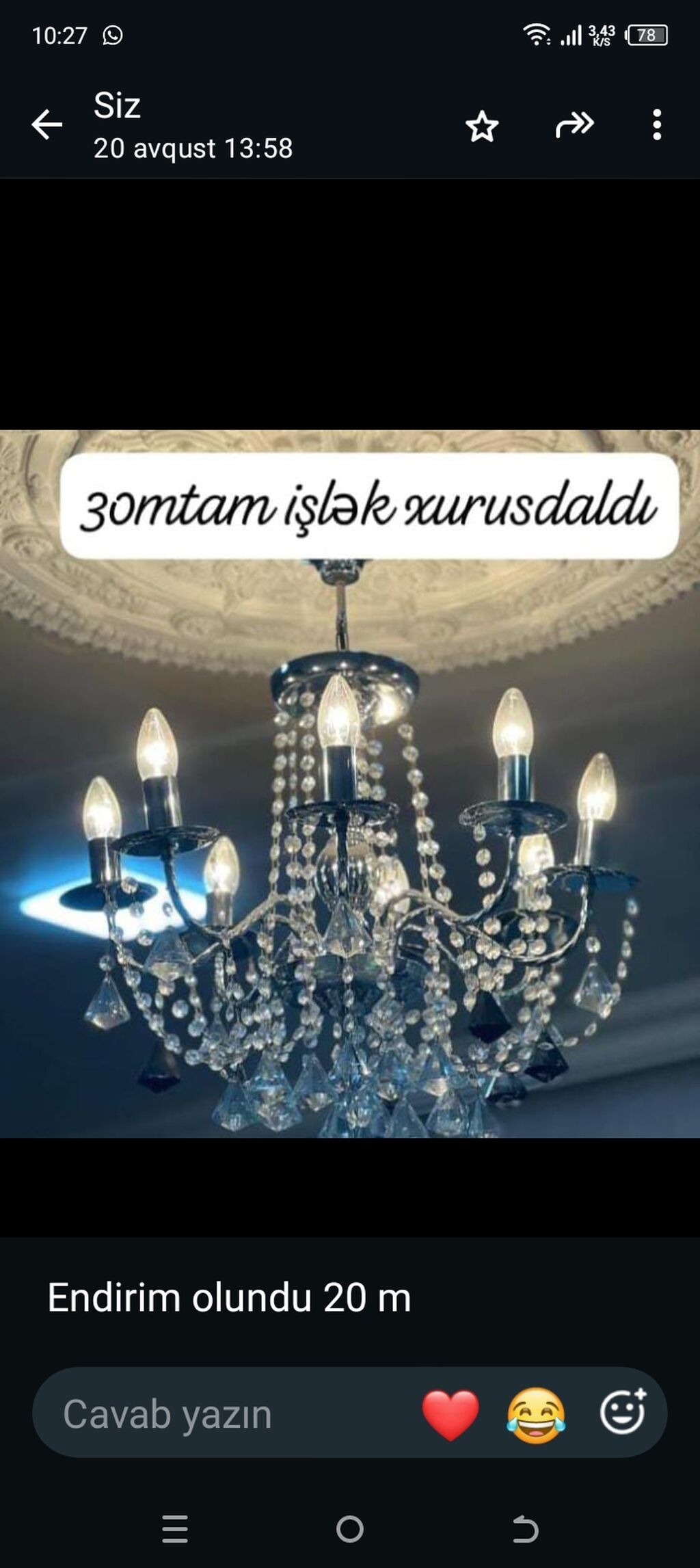Çılçıraq, 6 lampa, Xrustal — Tavan is?qlar? v? cilc?raqlar, Şirvan