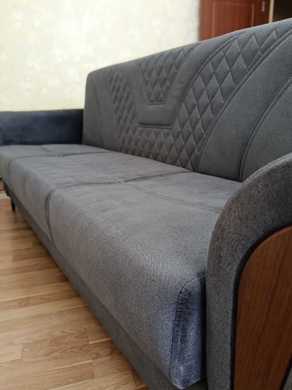 Divan – qaranquş naxışlı, tünd boz rəng - Geniş oturma və arxa hissə — Divanlər, Bakı (2)