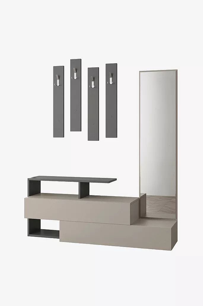 Rəfli asılqan Elegant Wood ZARR404, laminat, boz, 137x154x35 sm — Mallar, Bakı (2)