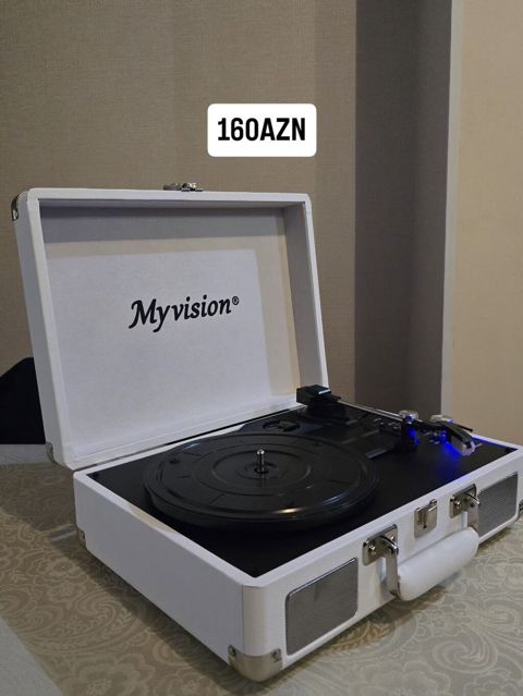 Myvision portativ vinil pleyer – çamadan tipli dizayn, ağ korpus — Bakı