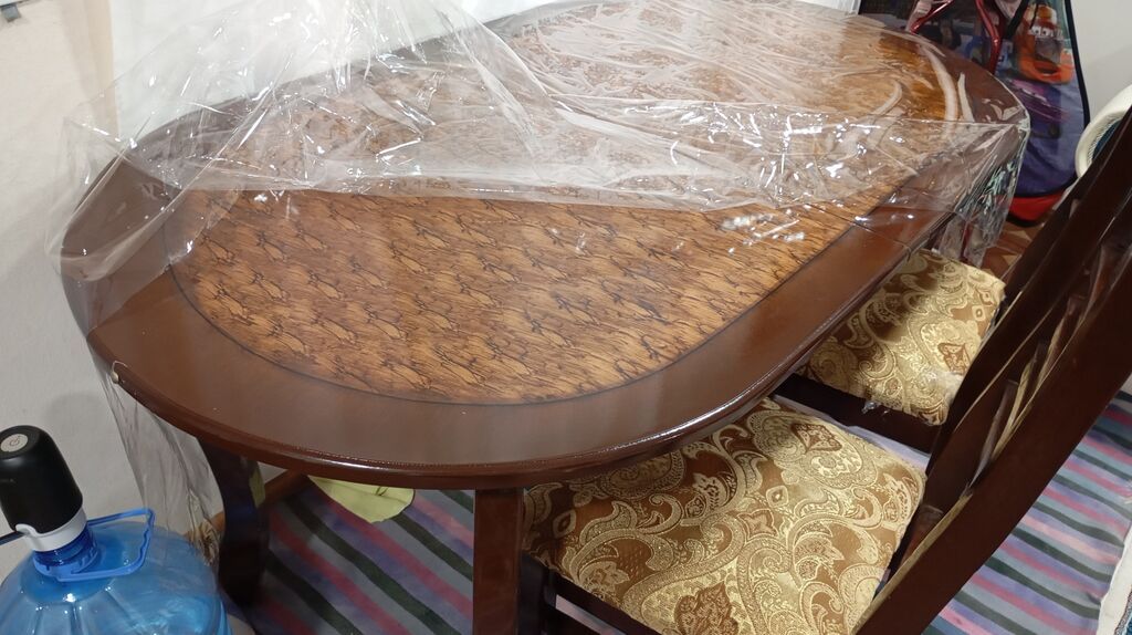 Qonaq otağı üçün, İşlənmiş, Açılmayan, Oval masa, 6 stul — Masalar və stullar, Digah (2)