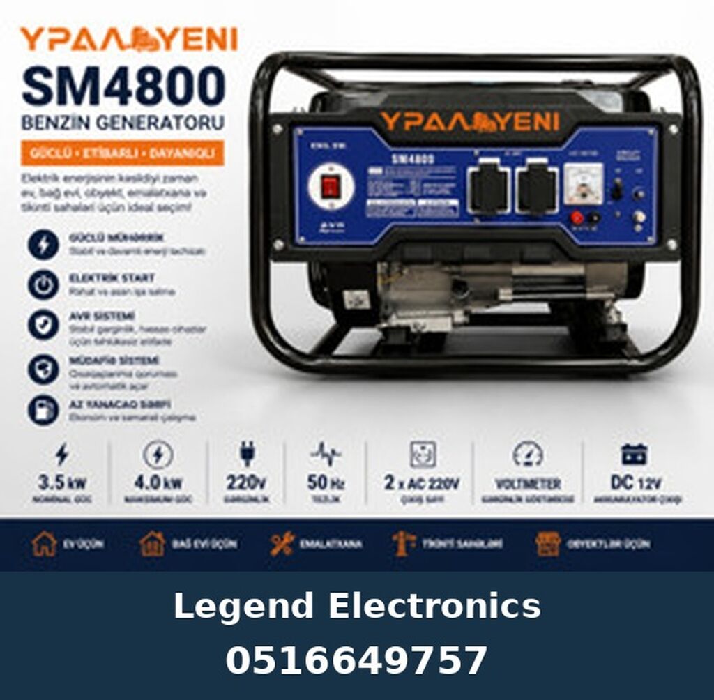 Elan başlığı: Benzin generatoru Ural SM4800 3.5 kVt 220 V Elan mətni — Generatorlar, Bakı