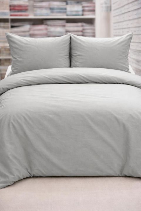Yataq dəsti 9738, yorğan üzü 200x220 sm, mələfə 220x240 sm, yastıq üzü 50x70 sm, satin, ikinəfərlik, boz — Bakı