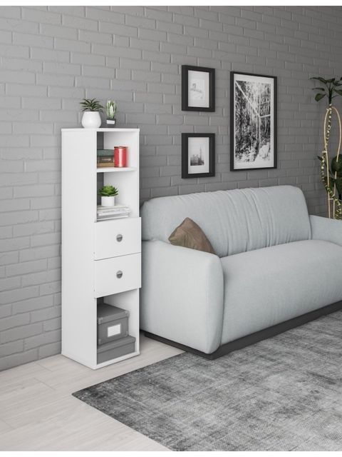 Stellaj 3563_StellajUyutWhite, 31x30x116.6 sm, Ldsp, ağ — Bakı