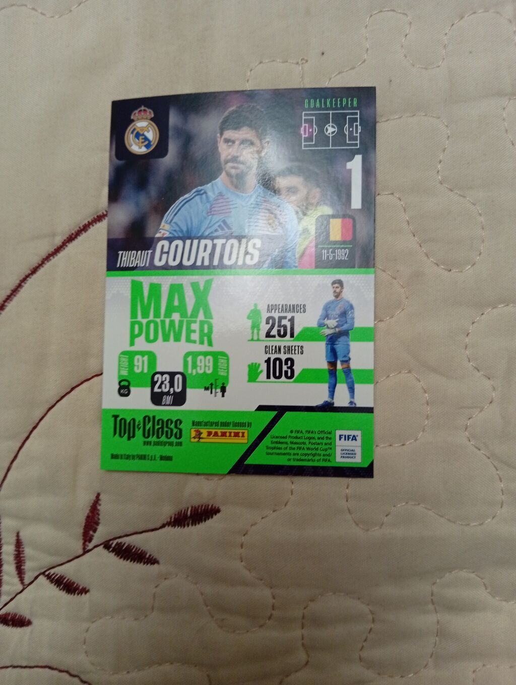 Panini “Top Class” kolleksiya kartı – Thibaut Courtois “MAX Power” — Digər, Bakı (2)
