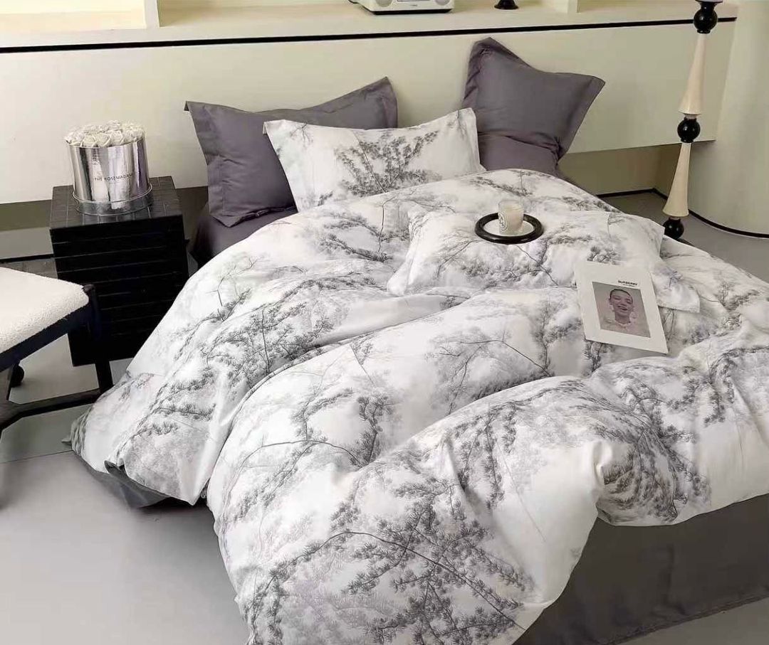 Yataq dəsti Trendy, yorğan üzü 160x220 sm 2 əd, mələfə 240x260 sm, yastıq üzü 50x70 sm 2 əd, ailəvi, pambıq, boz — Mallar, Bakı